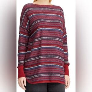 Chap’s Boat Neck Sweater, 1X, NWT, Red, Measurements In listing.